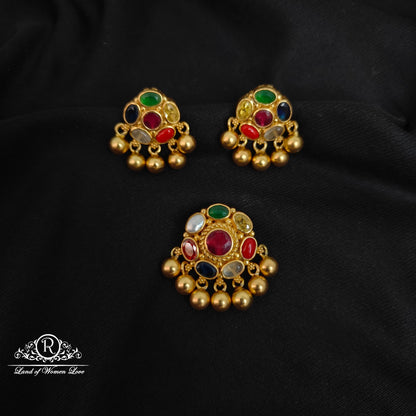 Silver navaratna earrings -RCCP276