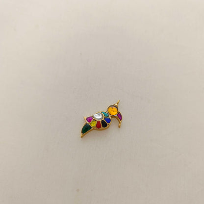 pendant silver kundan navaratna bird pendant -rcd261 navaratna 92.5 silver ramala jewelry / ramala collections