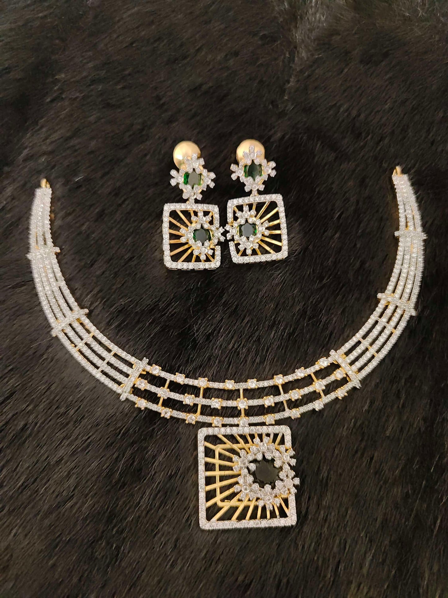 earrings silver cz- stones necklace with matching earrings-rcjr240rcjr241 cz 92.5 silver ramala jewelry / ramala collections