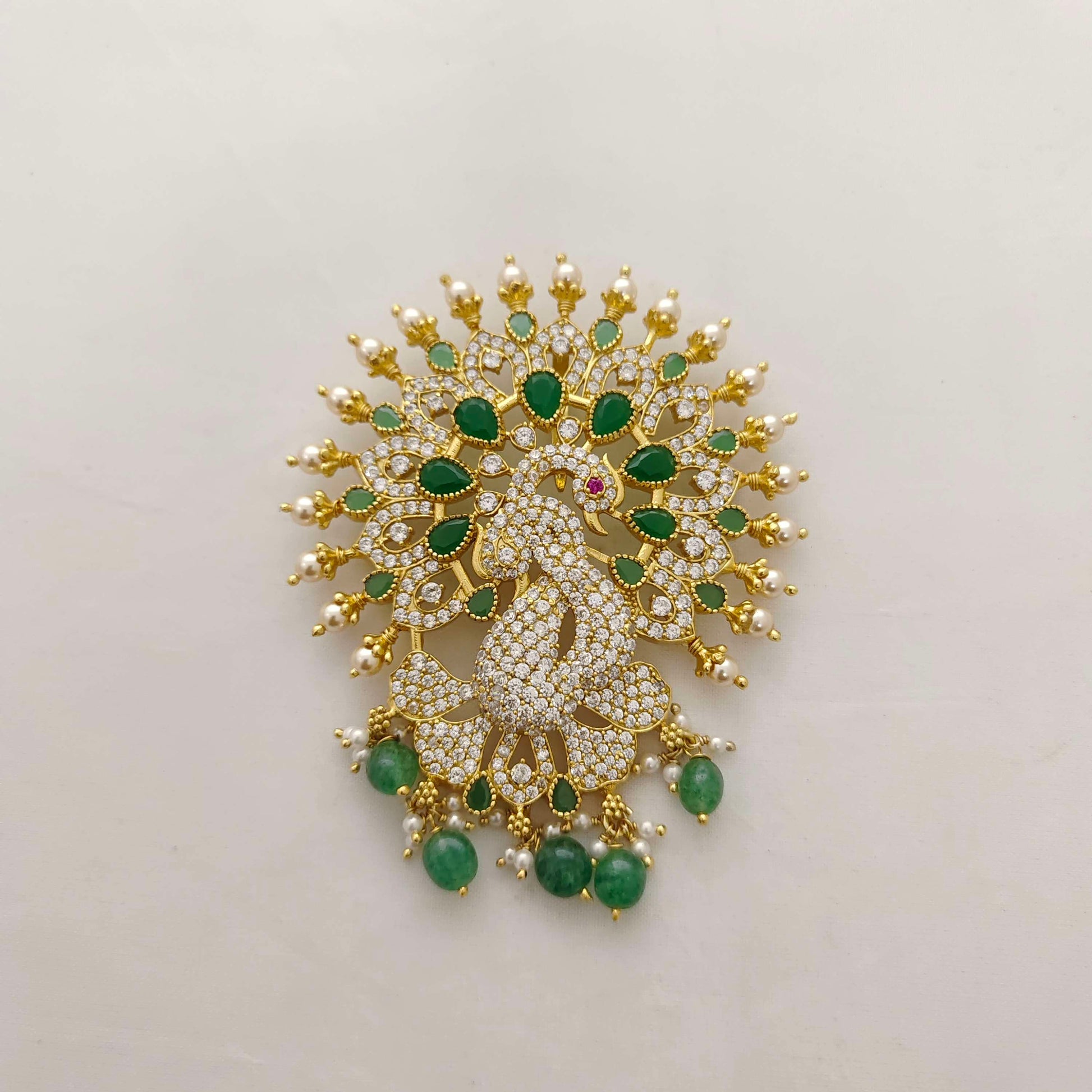 pendant silver cz- stone peacock design pendant -rcc046 cz 92.5 silver ramala jewelry / ramala collections