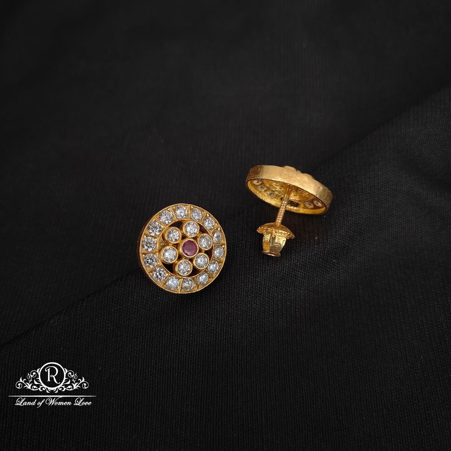 92.5 Silver CZ's Flower design Studs-RCL56