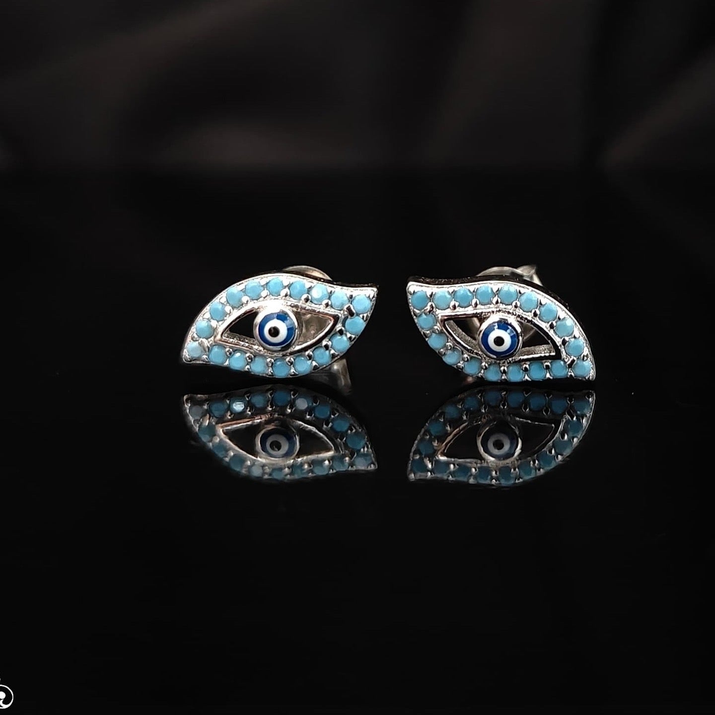 stud silver evil eye ã°å¸â§â¿ earrings -rchs38-4 92.5 silver ramala jewelry / ramala collections