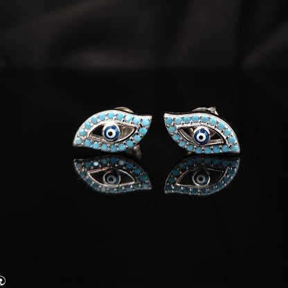 stud silver evil eye ã°å¸â§â¿ earrings -rchs38-4 92.5 silver ramala jewelry / ramala collections