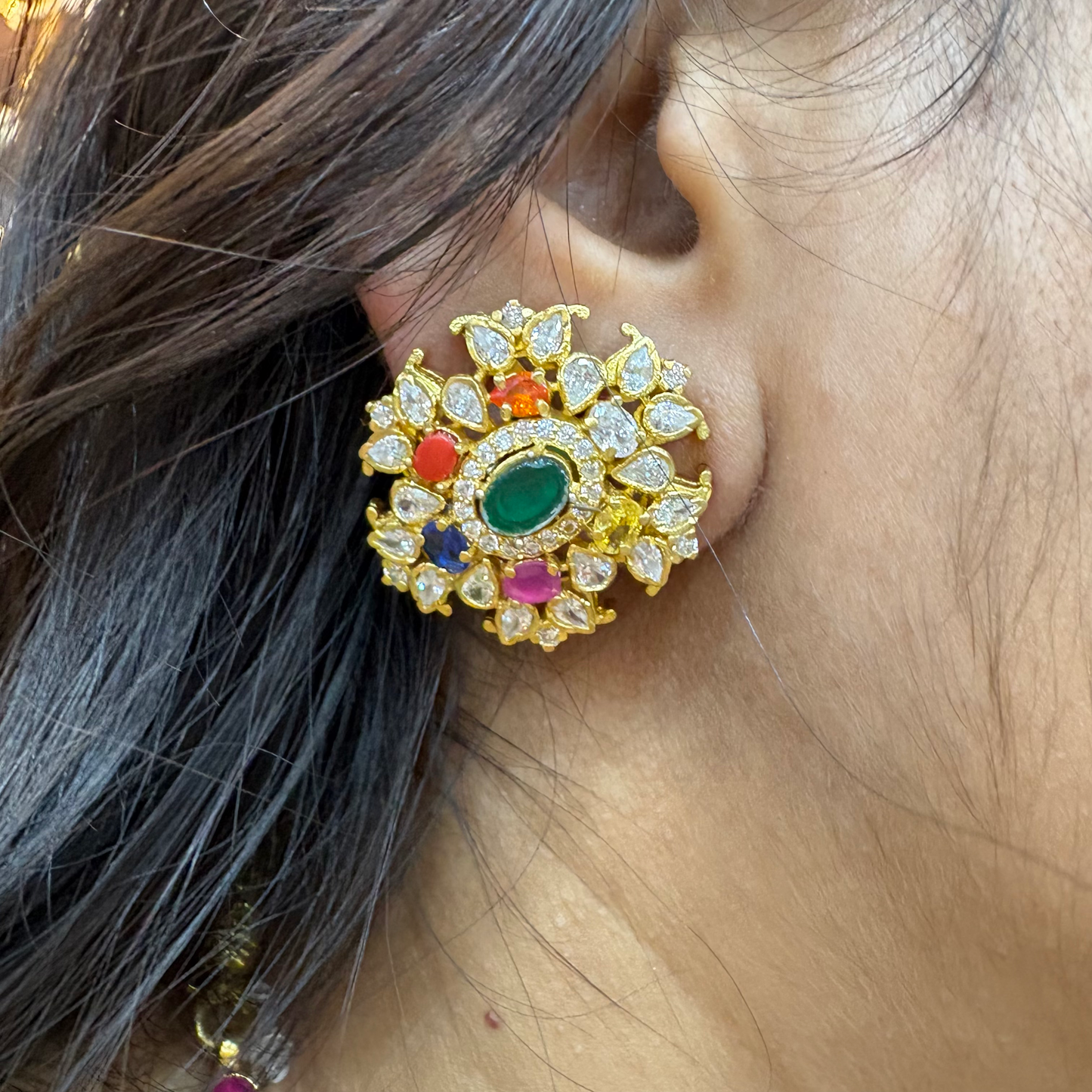 stud navarathna silver studs-rcaa01 92.5 silver ramala jewelry / ramala collections