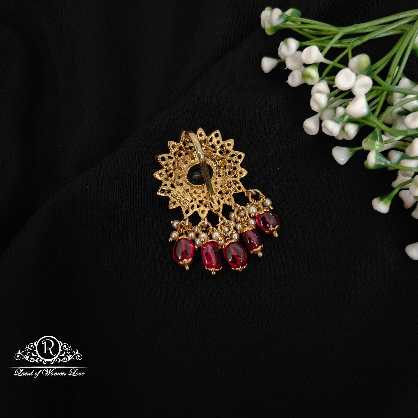 92.5 Silver CZ- stones flower design pendant-RCDS0129