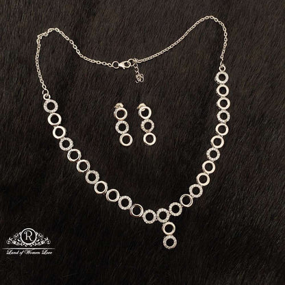 Silver Platinum Polish Earrings With Necklace-SS51