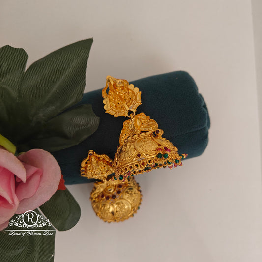 92.5 Silver Lakshmi Devi Design jhumkas-RCH838