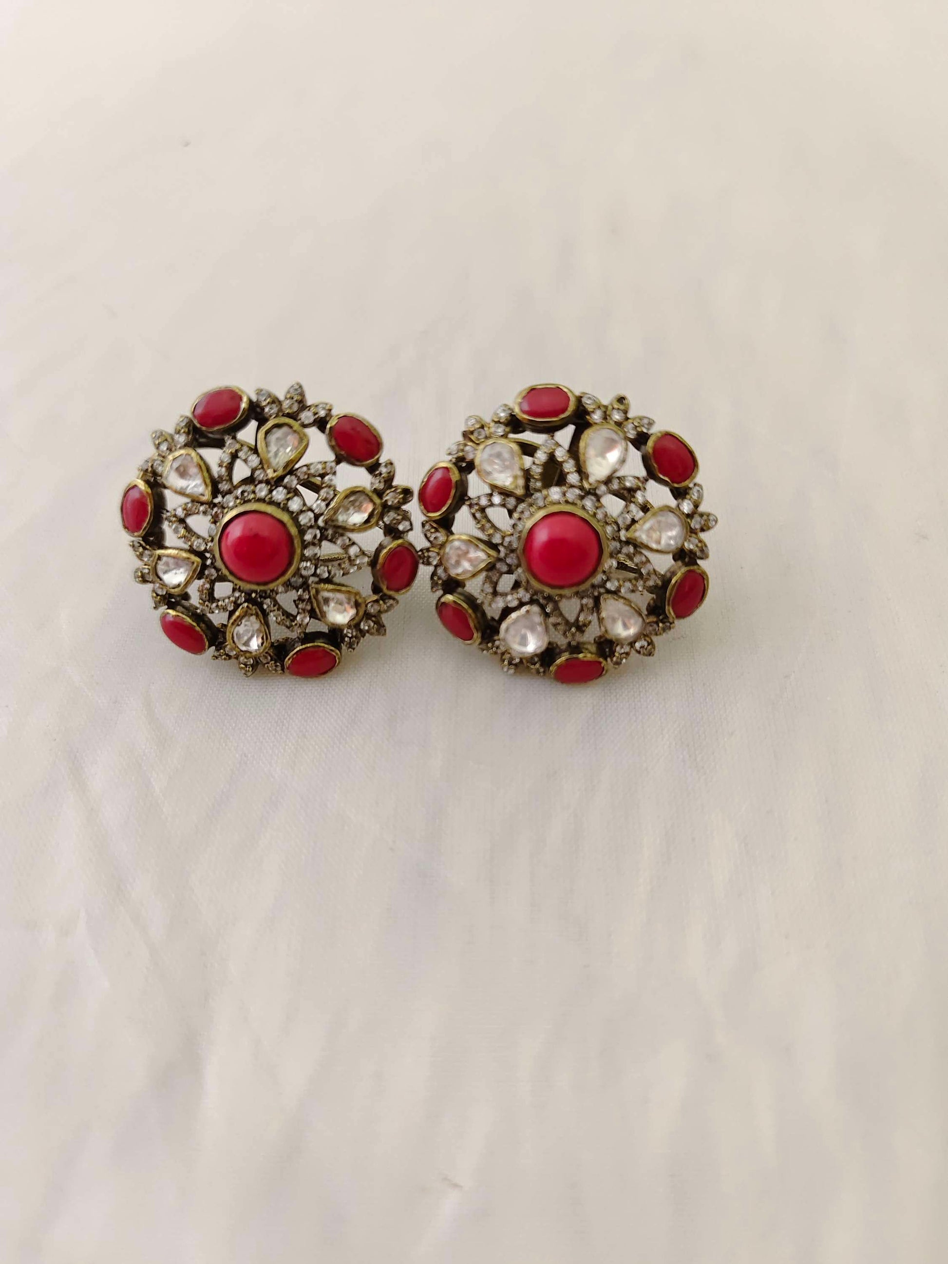 earrings silver mossinaite -rch490 coral 92.5 silver ramala jewelry / ramala collections