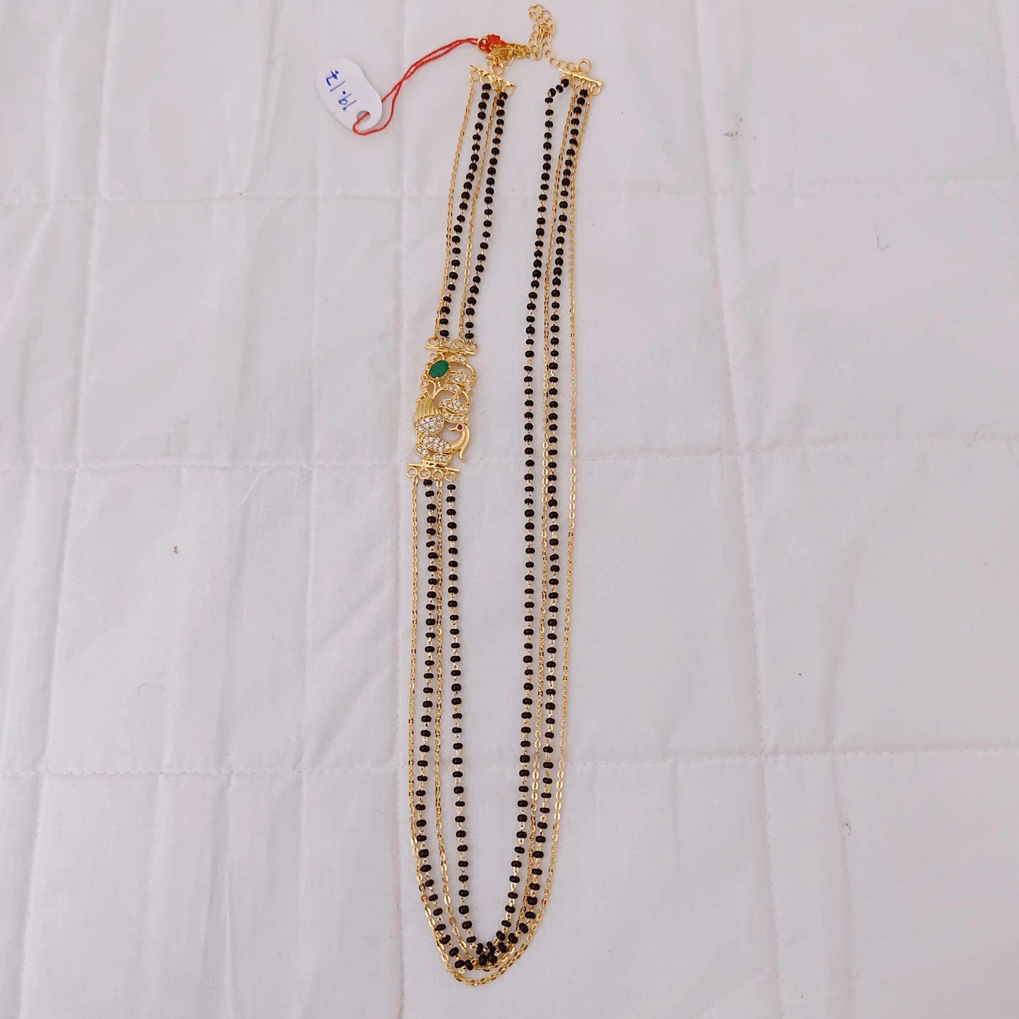 Silver CZ-gold polish chandhraharam designs -RCD121