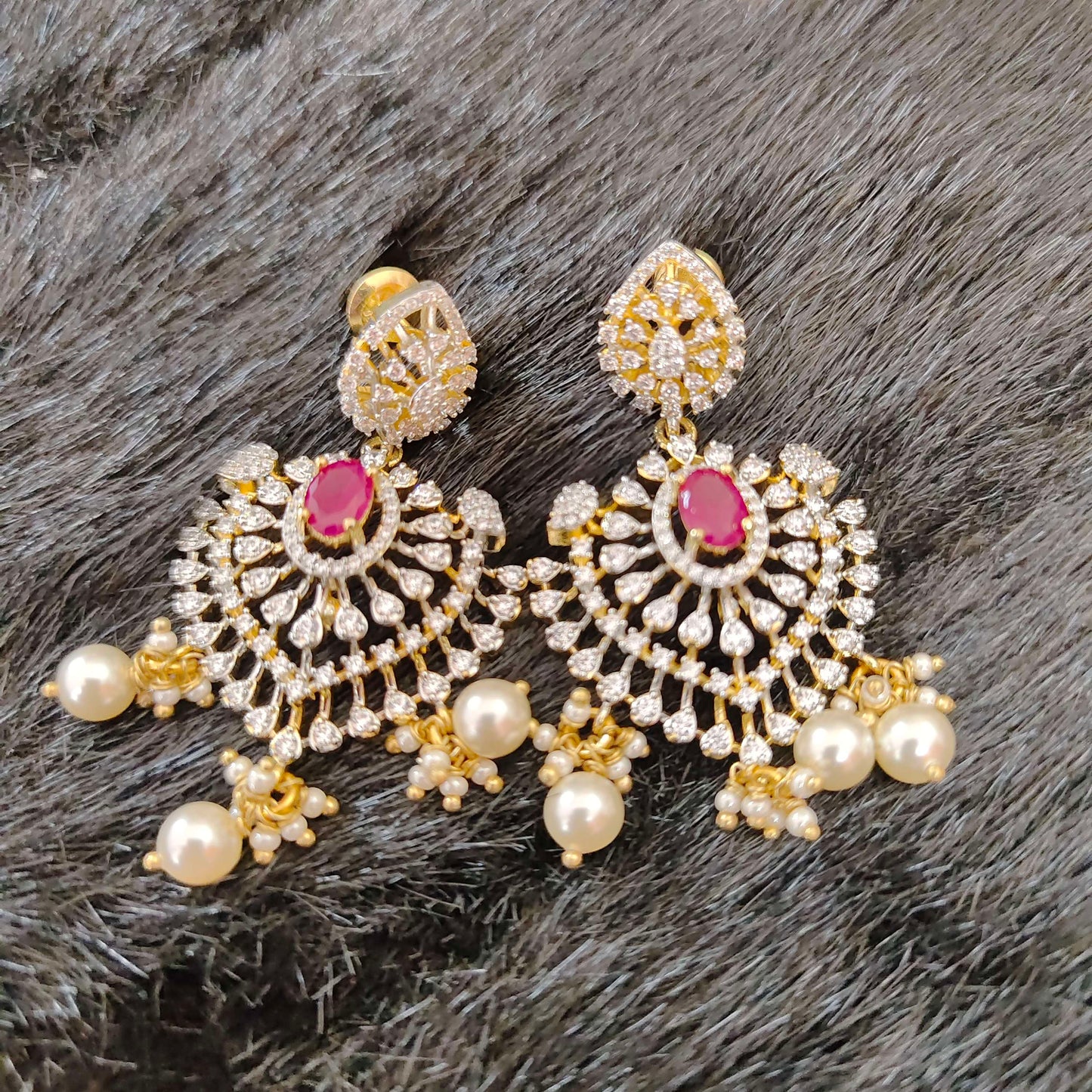 Silver diamond replica earrings -RCT16