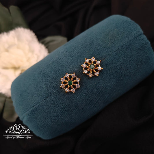 Silver flower design earrings - RCNS035