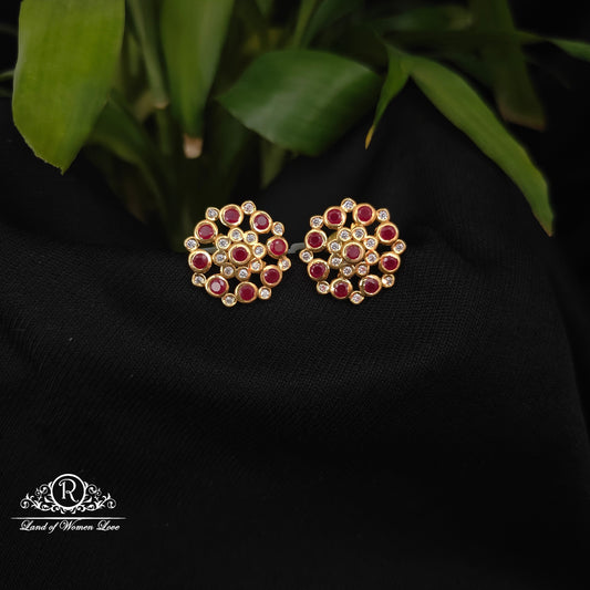 Silver ruby stone earrings -RCDS0610