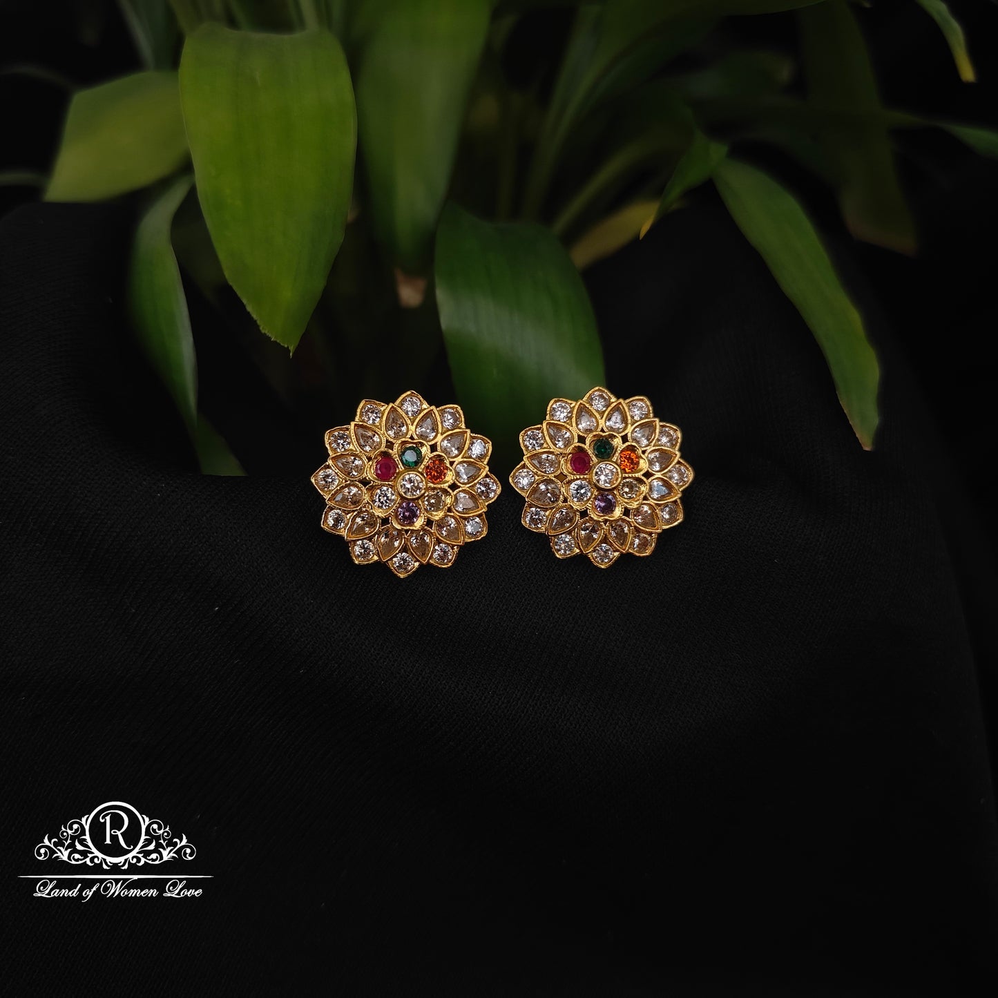 Silver Navaratna Earrings -RCDS0611