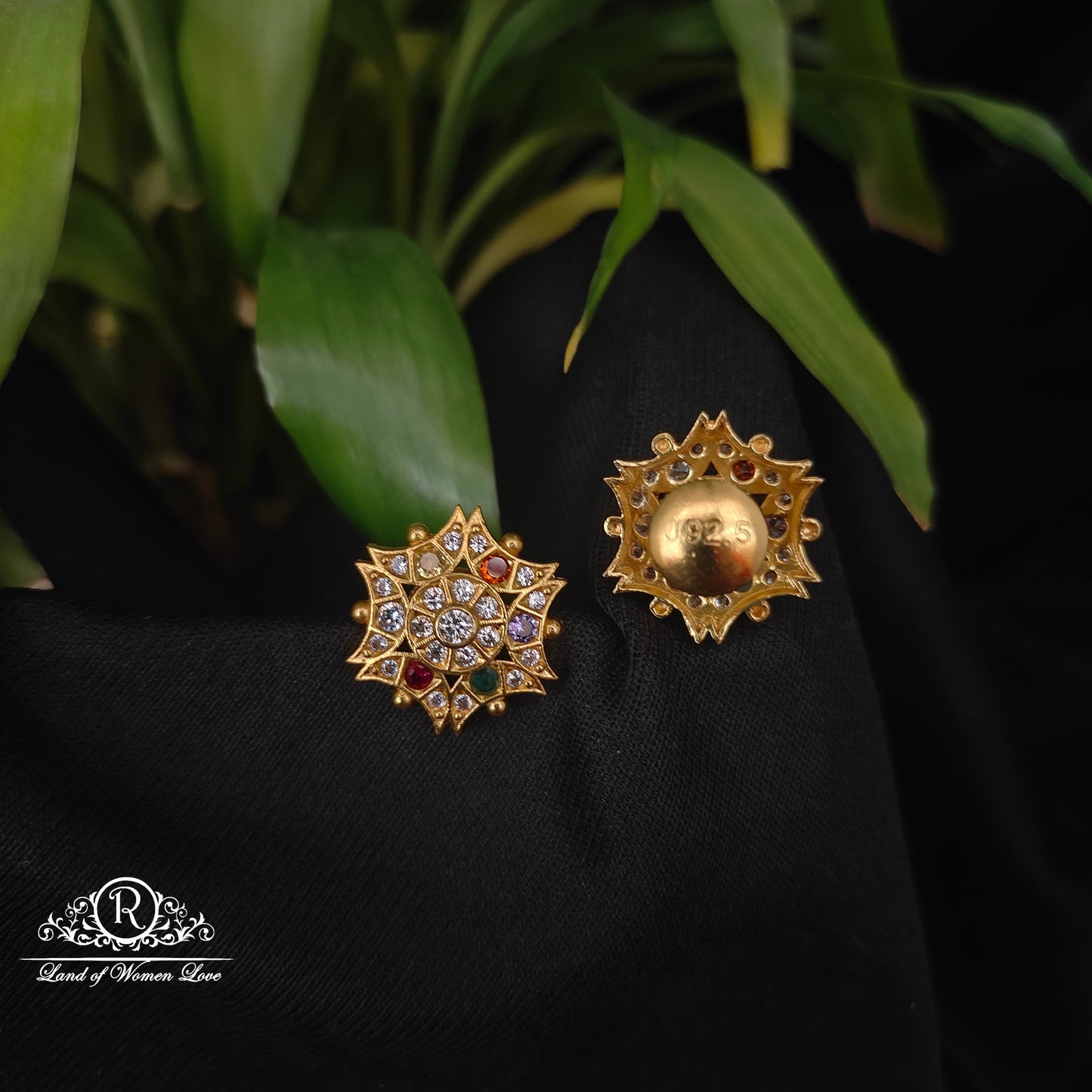 Silver Navaratna earrings -RCDS0612