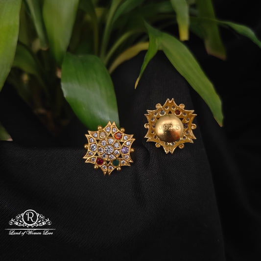 Silver Navaratna earrings -RCDS0612