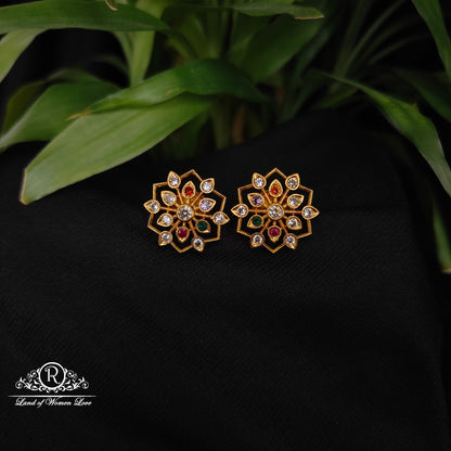 Silver Navaratna earrings-RCDS0613