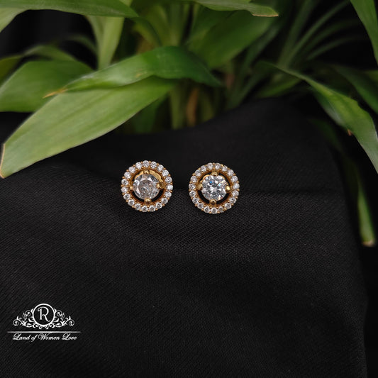 92.5 Silver goldpolish cz stone earrings-RCDS0615