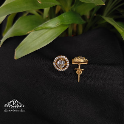92.5 Silver goldpolish cz stone earrings-RCDS0615