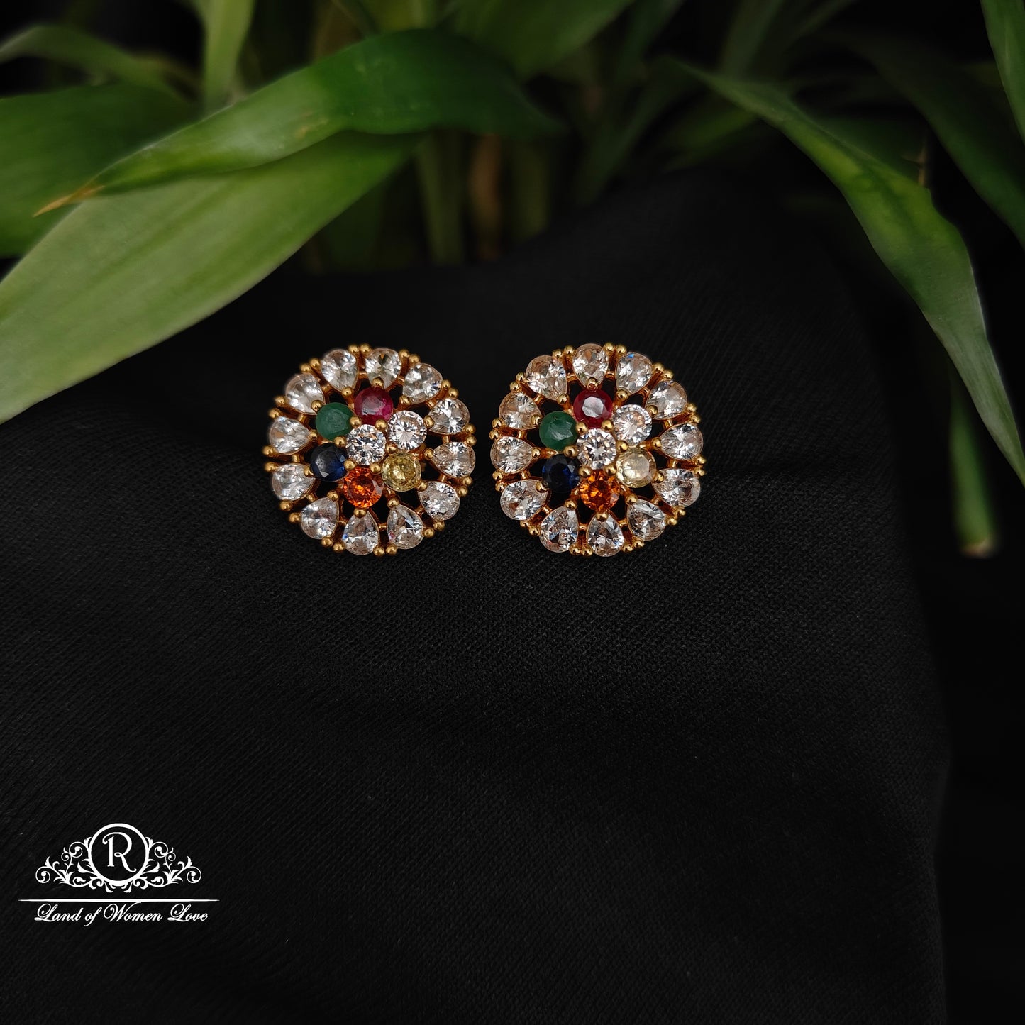 92.5 silver gold polish navartna  earrings -RCDS0617