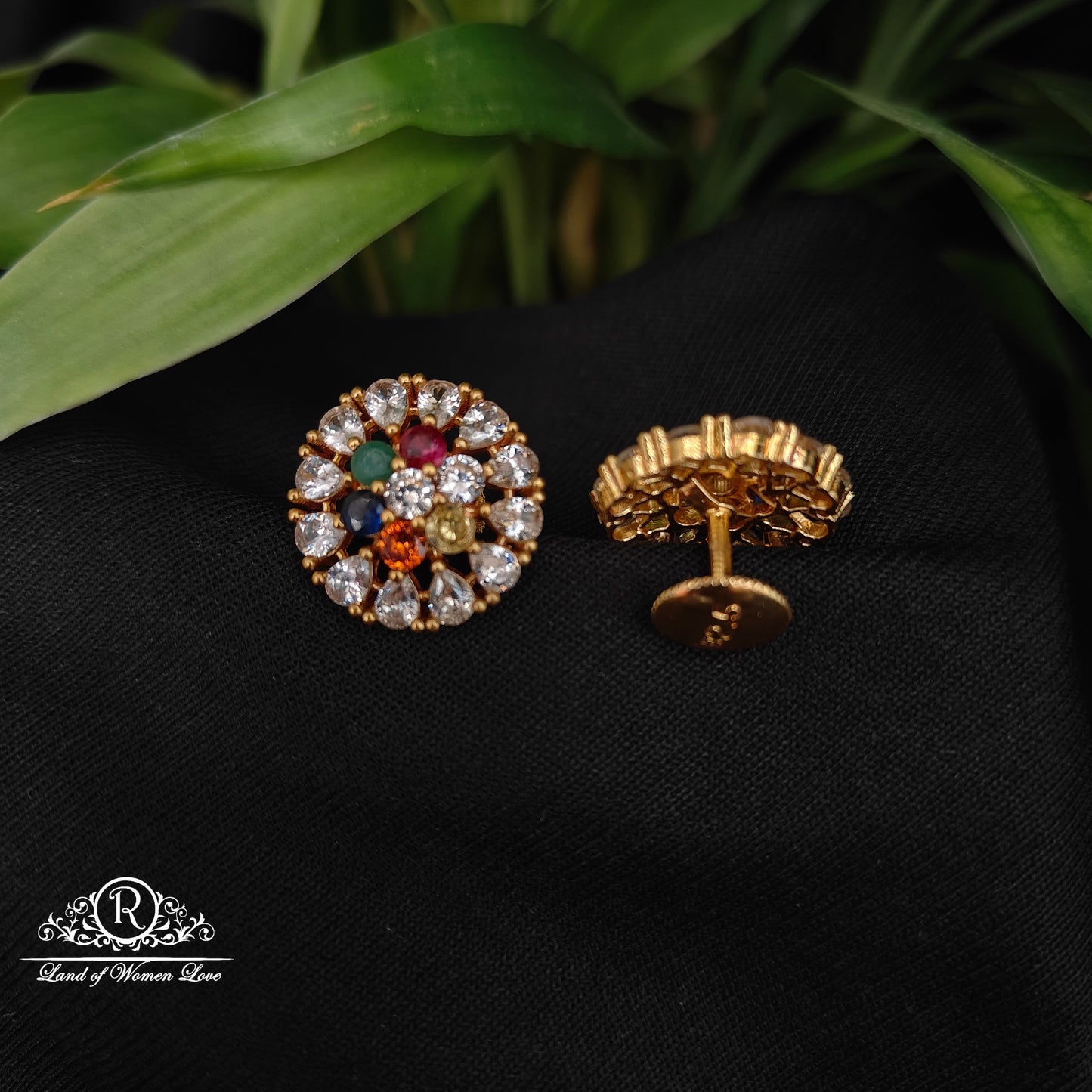 92.5 silver gold polish navartna  earrings -RCDS0617