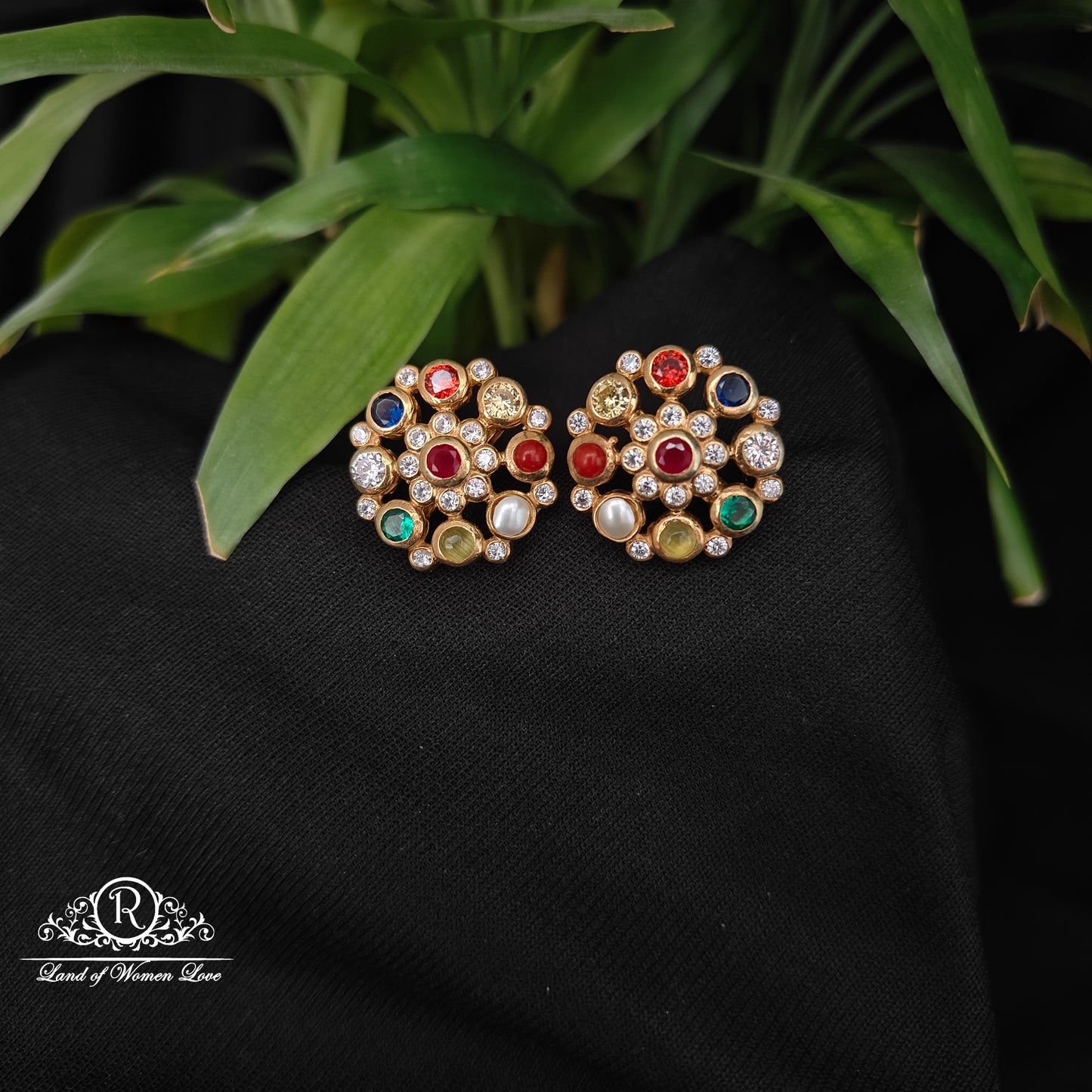 92.5 silver gold polish navartna  earrings -RCDS0618