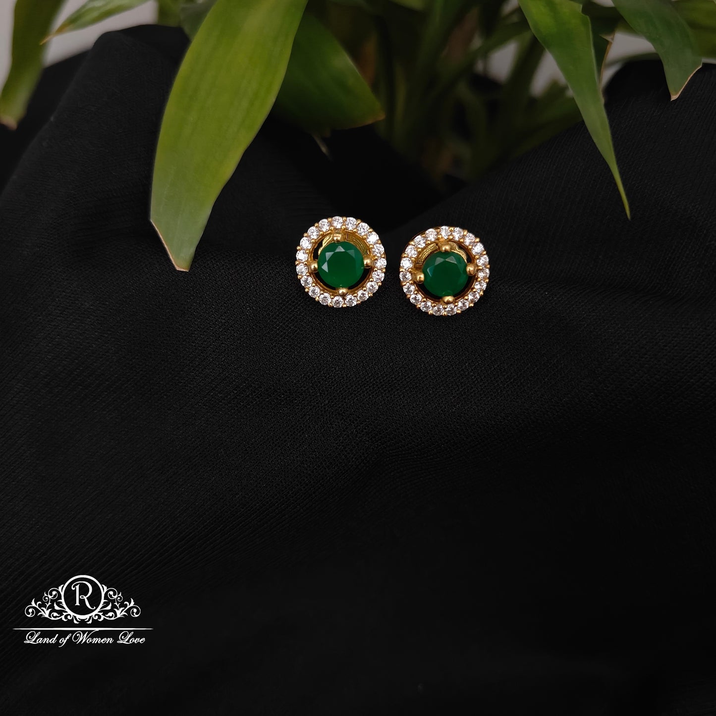 92.5 silver cz stone earrings -RCDS0615-1