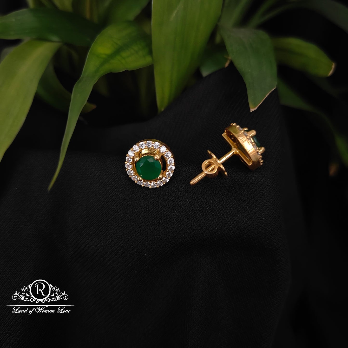 92.5 silver cz stone earrings -RCDS0615-1