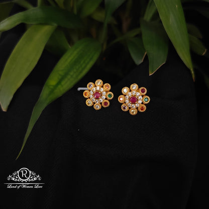 92.5 silver Navaratna stone earrings -RCDS0622