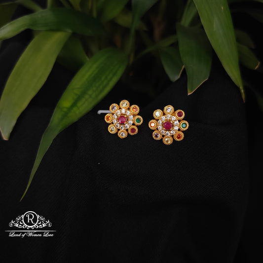 92.5 silver Navaratna stone earrings -RCDS0622