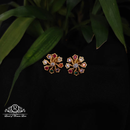 92.5 silver Navaratna stone earrings -RCDS0623