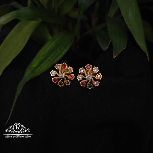92.5 silver Navaratna stone earrings -RCDS0623