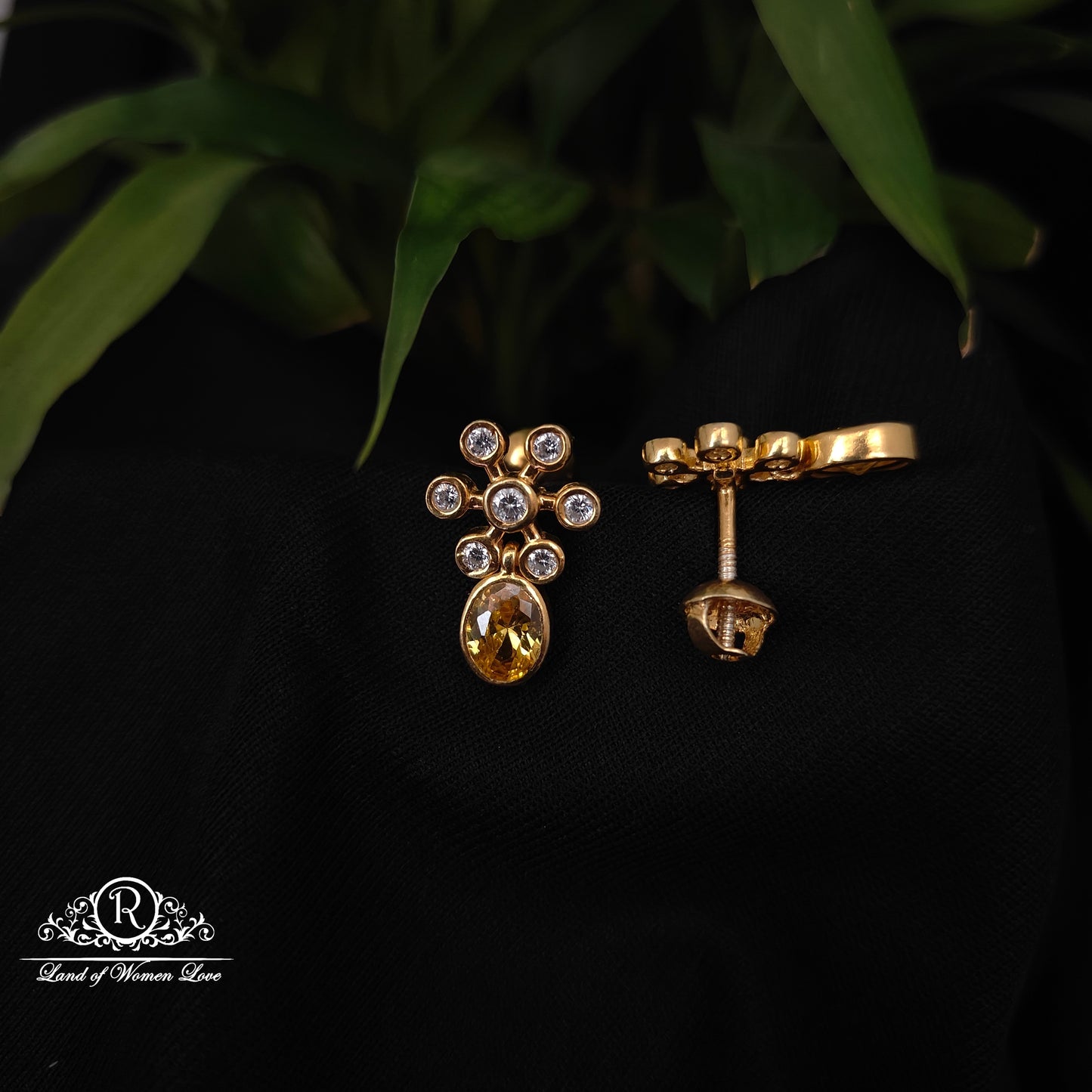 92.5 silver white stone earrings -RCDS0624