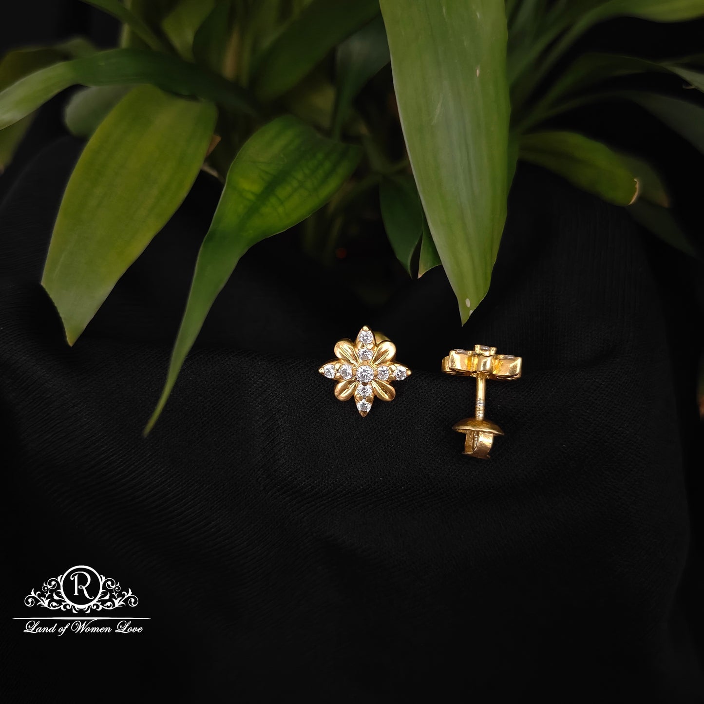 92.5 silver white stone earrings -RCDS0634