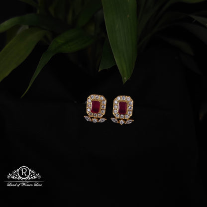 92.5 silver white with ruby stone earrings -RCDS0637