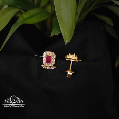 92.5 silver white with ruby stone earrings -RCDS0637