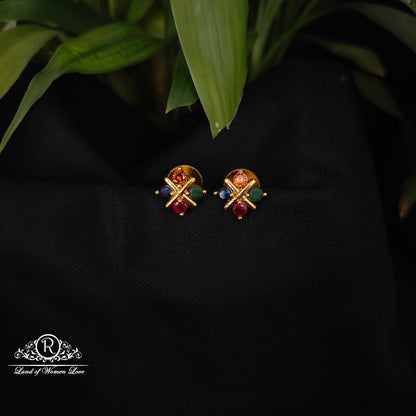 92.5 silver multi colour  stone earrings -RCDS0638