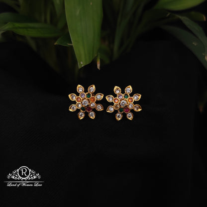 92.5 silver Navaratna stone earrings -RCDS0641