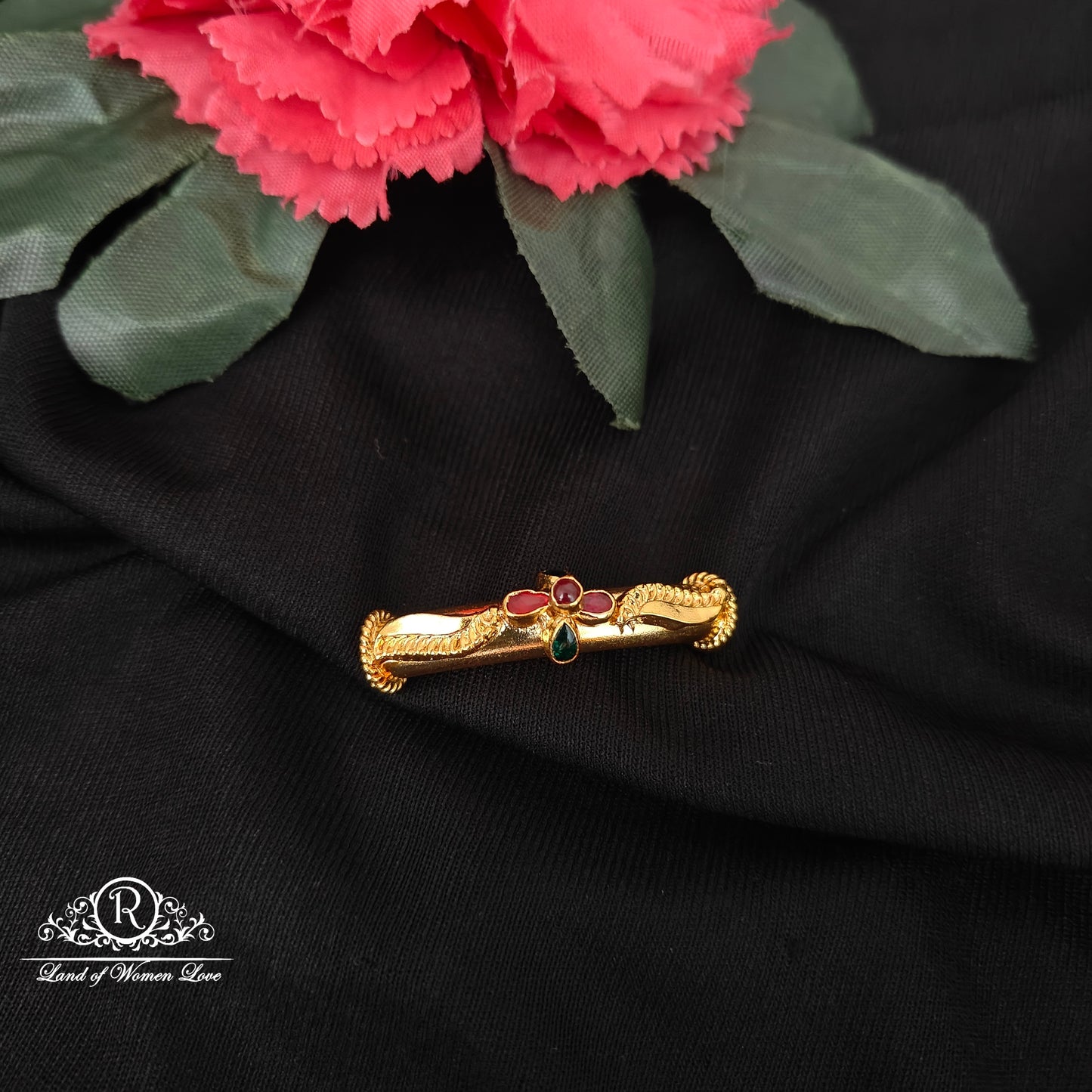 92.5 Silver Flower design Bangle top-RCDS0644