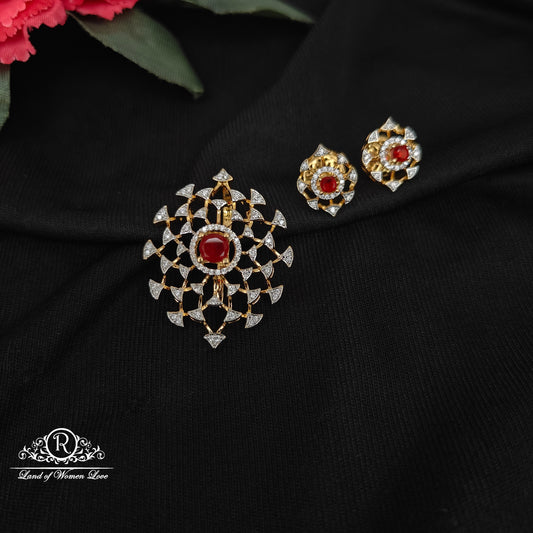 92.5 silver pendent with earrings set - RCDS0650