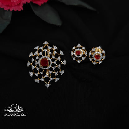 92.5 silver pendent with earrings set - RCDS0650