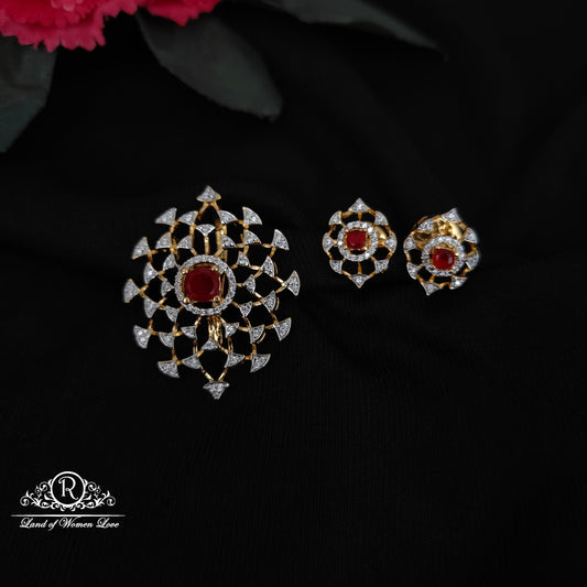 92.5 silver pendent with earrings set - RCDS0650