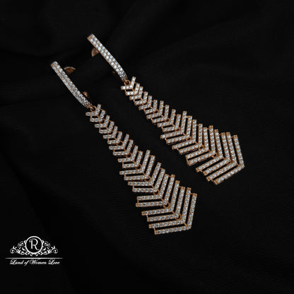 92.5 siver rose gold earrings with cz stones -RCG018