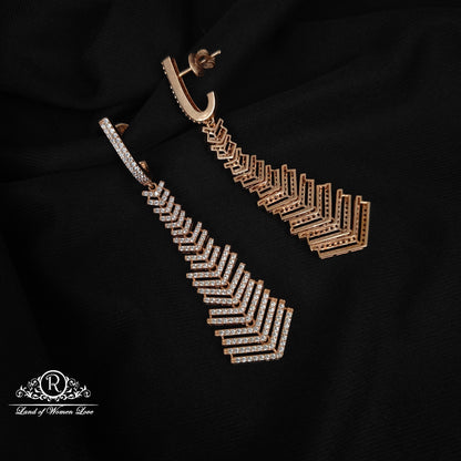 92.5 siver rose gold earrings with cz stones -RCG018