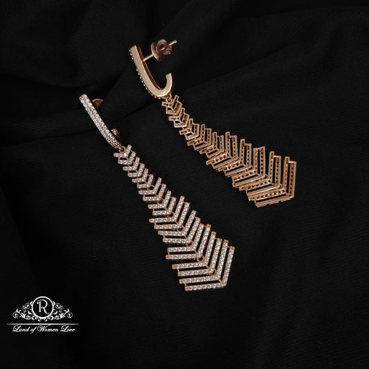 92.5 siver rose gold earrings with cz stones -RCG018