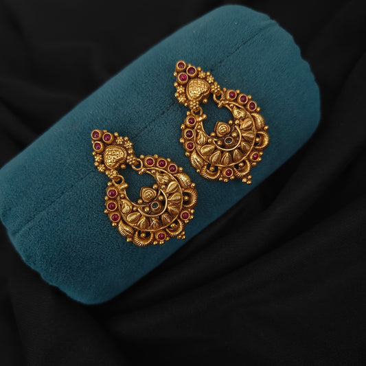 92.5 siver nakshi chandbali design earrrings -RCNS014