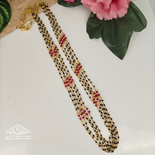 92.5-SILVER RUBY BLACK BEADS CHAIN-RCNJ048