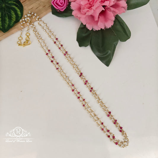 92.5-SILVER CORAL WITH PEARLS BEADS CHAIN-RCNJ052