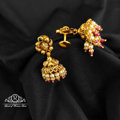 92.5 Silver With Gold Polish  Lakshmi Devi Jumkas -RCV402