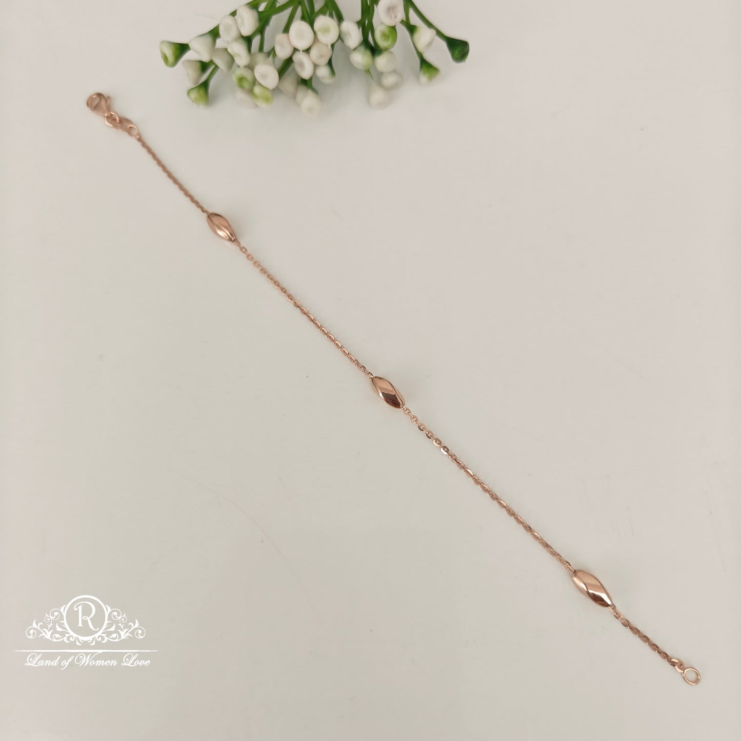 92.5 SILVER ROSE GOLD POLISH BRACELET-RCRB49