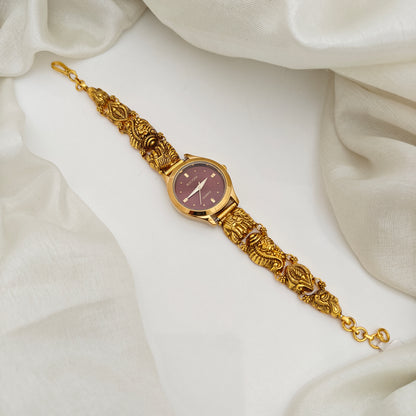 92.5-Silver With Gold Polish Watch Desgin-RCV428